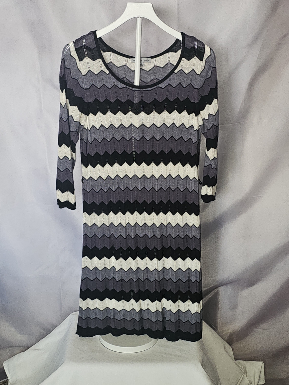 Danny and Nicole Women's Rayon Black White Gray Weave Sweater